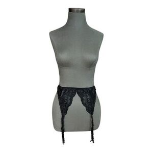 Jezebel Black Lace Garter Belt Suspender Vintage Style L New Without Tag